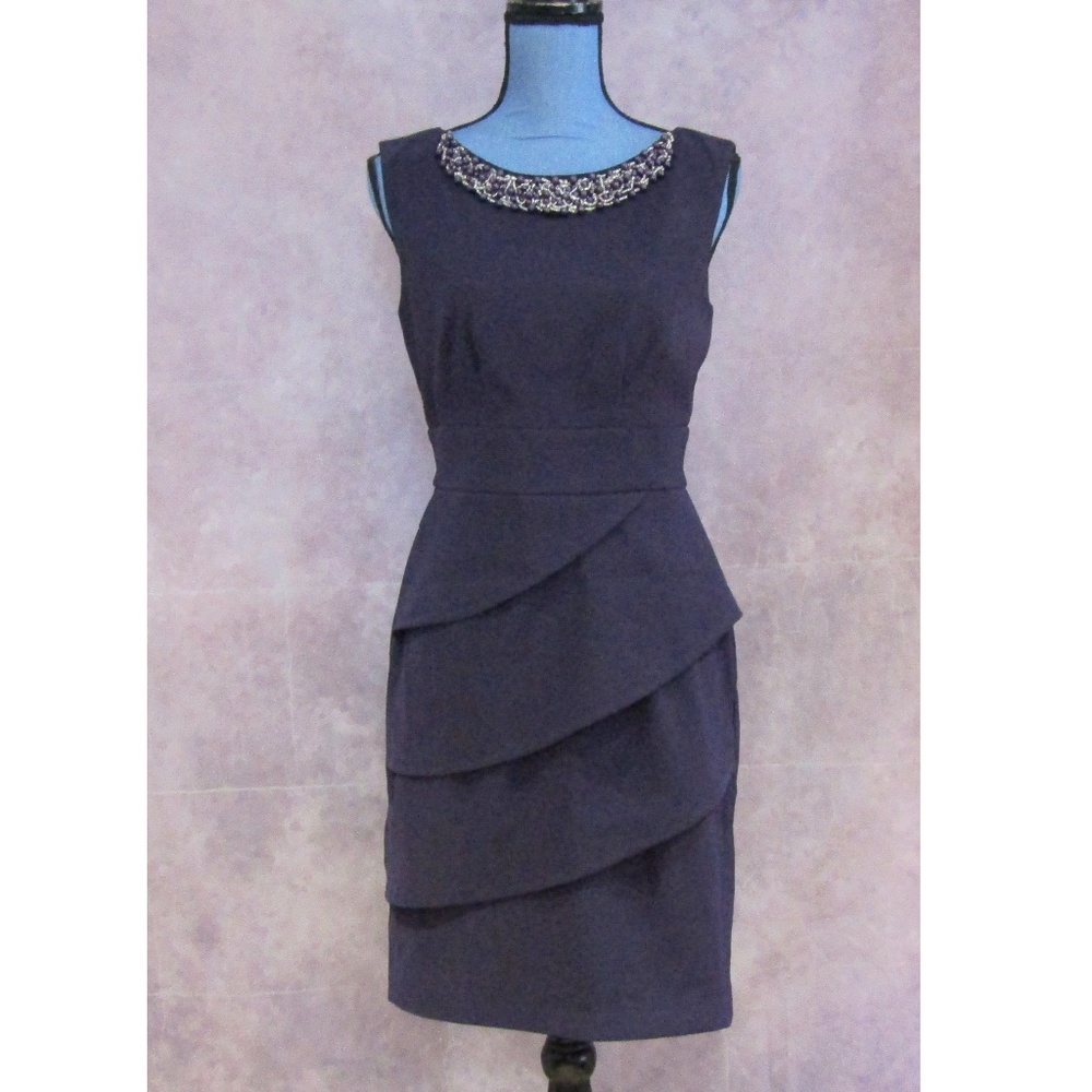 Connected Apparel Purple Beaded Dress Size 6